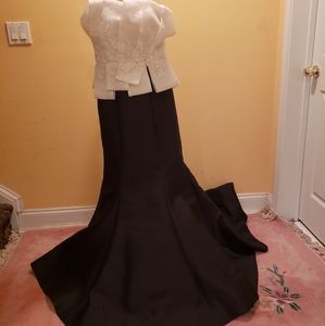 Mac Duggal White and Black Strapless Dress, Size 4